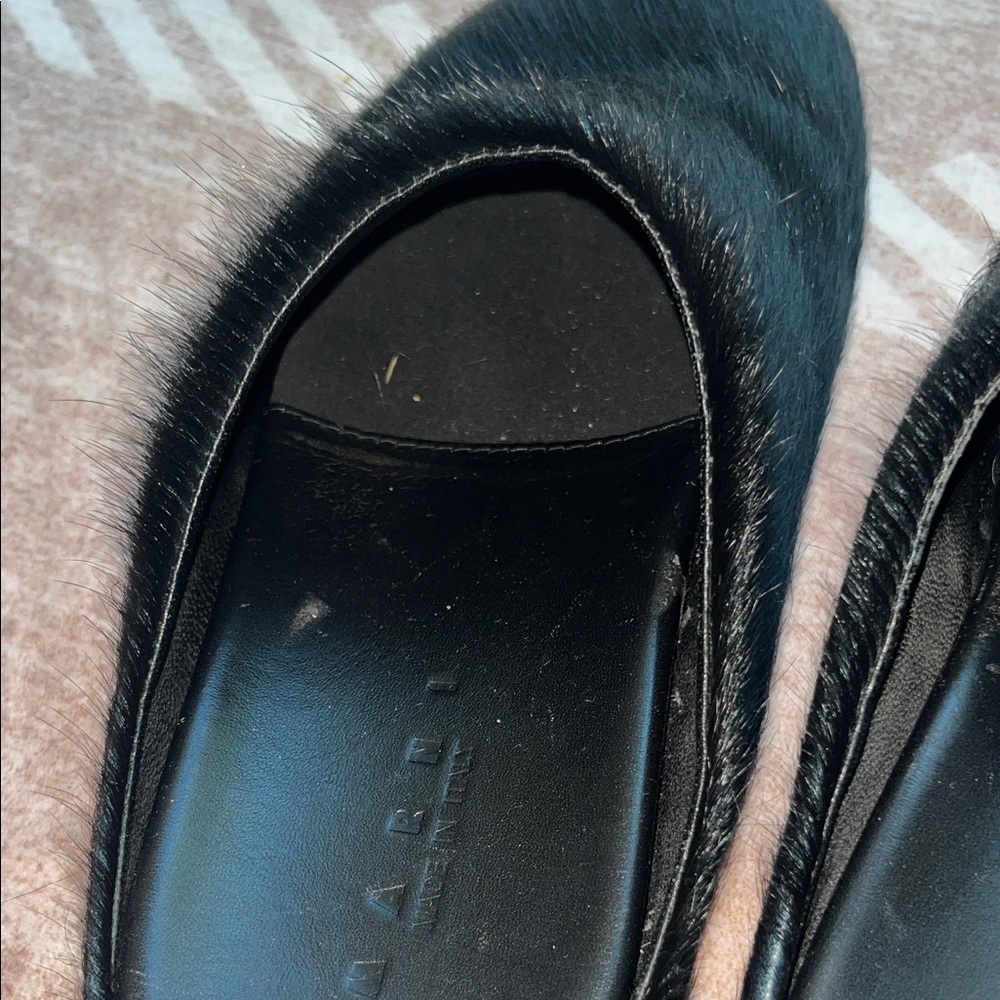MARNI Black Fur Slip-On Shoes - Picture 7 of 9